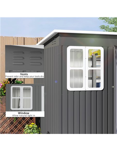 Outsunny 8.5 x 6ft Storage Shed Galvanised Steel Garden Shed, Metal Shed with Foundation Kit, Window, Lockable Wide Doors and Ai - pic 122678 | FastDaddyshop