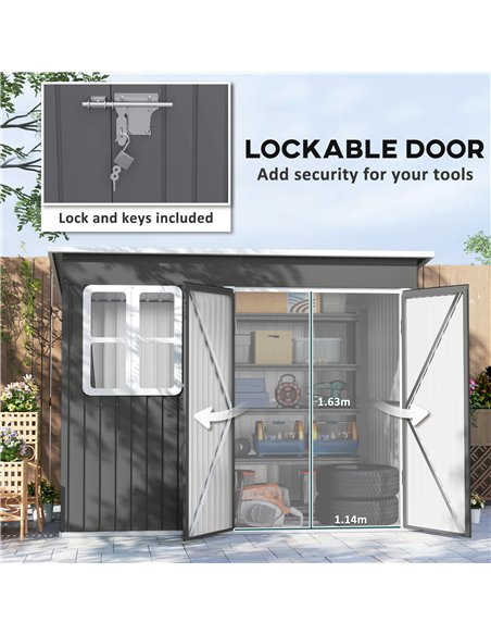Outsunny 8.5 x 6ft Storage Shed Galvanised Steel Garden Shed, Metal Shed with Foundation Kit, Window, Lockable Wide Doors and Ai - pic 122679 | FastDaddyshop
