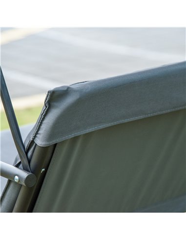 Outsunny 3 Seater Canopy Swing Chair Garden Rocking Bench Heavy Duty Patio Metal Seat w/ Top Roof - Dark Grey
