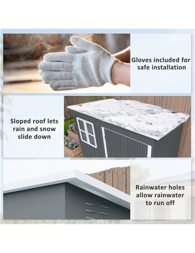 Outsunny 8.5 x 6ft Storage Shed Galvanised Steel Garden Shed, Metal Shed with Foundation Kit, Window, Lockable Wide Doors and Ai
