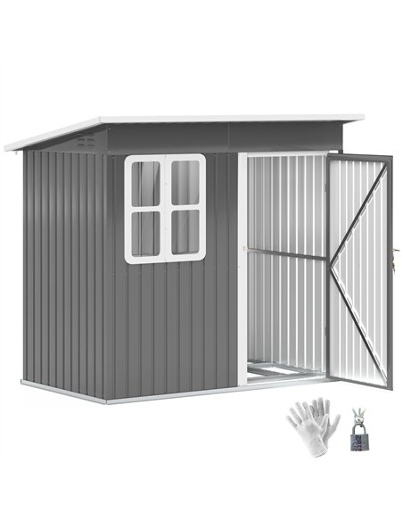 Outsunny 7 x 4ft Galvanised Steel Garden Shed, with Lock and Gloves - Grey - pic 122682 | FastDaddyshop