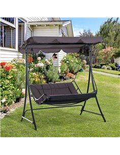 Outsunny 2 Seater Garden Swing Seat Bed with Cushioned Seat and Weather Resistant Steel Frame, Grey 2