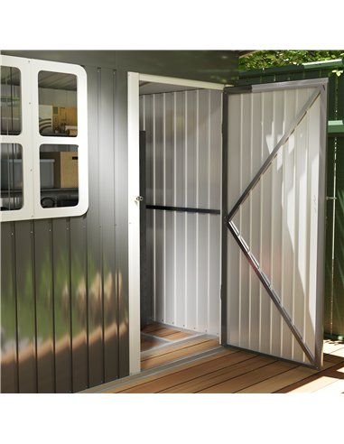 Outsunny 7 x 4ft Galvanised Steel Garden Shed, with Lock and Gloves - Grey
