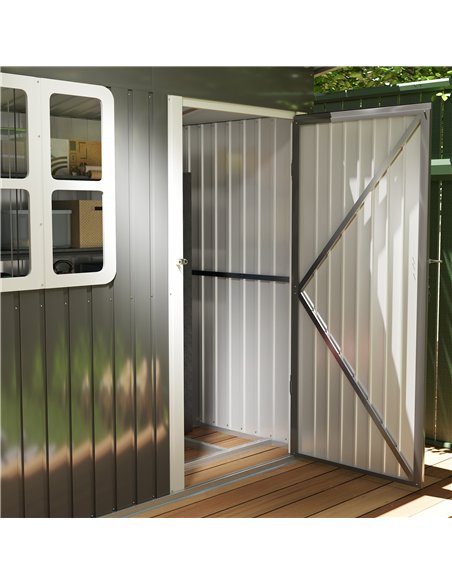 Outsunny 7 x 4ft Galvanised Steel Garden Shed, with Lock and Gloves - Grey - pic 122690 | FastDaddyshop