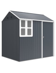 Outsunny 7 x 6ft Galvanised Garden Shed, with Latch - Dark Grey