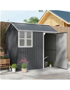 Outsunny 7 x 6ft Galvanised Garden Shed, with Latch - Dark Grey 2