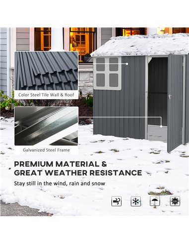 Outsunny 7 x 6ft Galvanised Garden Shed, with Latch - Dark Grey