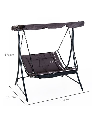 Outsunny Swing Chair Bed Canopy 2 Person Double Hammock Garden Bench Rocking Sun Lounger Outdoor Backyard Furniture with Cushion
