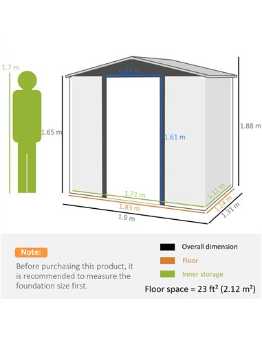 Outsunny 4 x 6ft Galvanised Steel Garden Shed, with Lock and Gloves - Oak