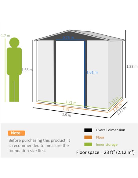 Outsunny 4 x 6ft Galvanised Steel Garden Shed, with Lock and Gloves - Oak - pic 122702 | FastDaddyshop