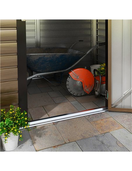 Outsunny 4 x 6ft Galvanised Steel Garden Shed, with Lock and Gloves - Oak - pic 122707 | FastDaddyshop