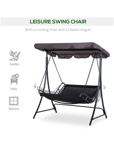 Outsunny Swing Chair Bed Canopy 2 Person Double Hammock Garden Bench Rocking Sun Lounger Outdoor Backyard Furniture with Cushion