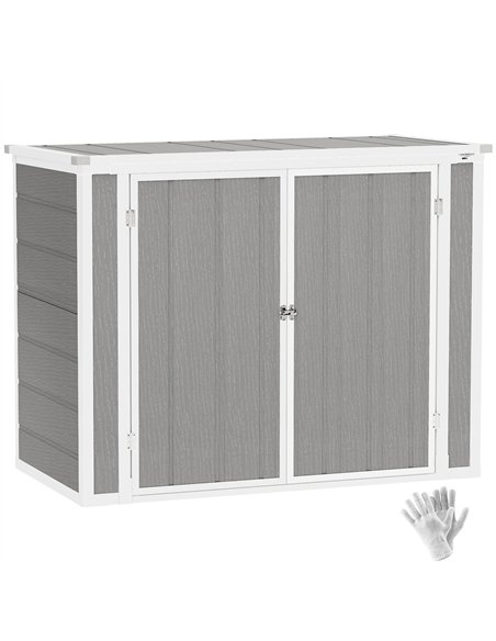 Outsunny 4.7 x 2.5FT Garden Shed, Double Bin Storage Shed with Lockable Doors, Outdoor Small Shed with Openable Lid for 2 Trash  - pic 122718 | FastDaddyshop