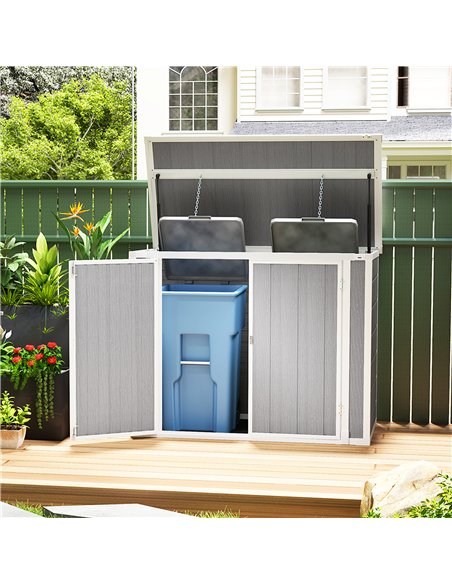 Outsunny 4.7 x 2.5FT Garden Shed, Double Bin Storage Shed with Lockable Doors, Outdoor Small Shed with Openable Lid for 2 Trash  - pic 122719 | FastDaddyshop