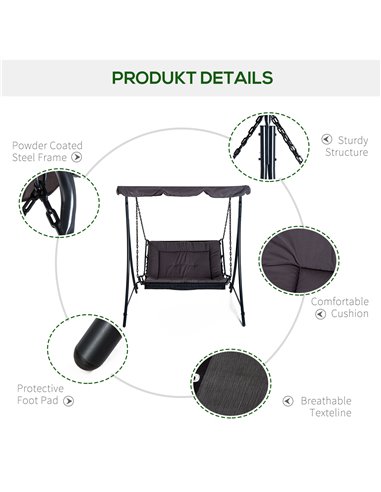 Outsunny Swing Chair Bed Canopy 2 Person Double Hammock Garden Bench Rocking Sun Lounger Outdoor Backyard Furniture with Cushion