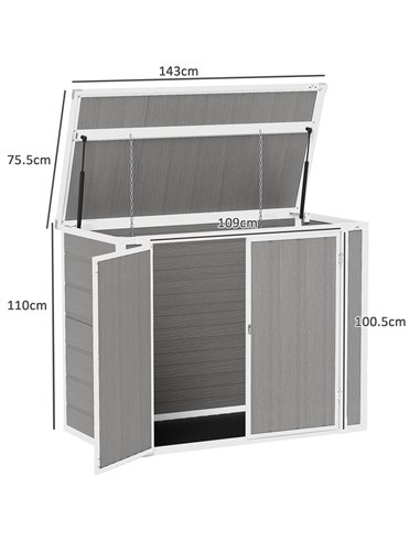 Outsunny 4.7 x 2.5FT Garden Shed, Double Bin Storage Shed with Lockable Doors, Outdoor Small Shed with Openable Lid for 2 Trash 