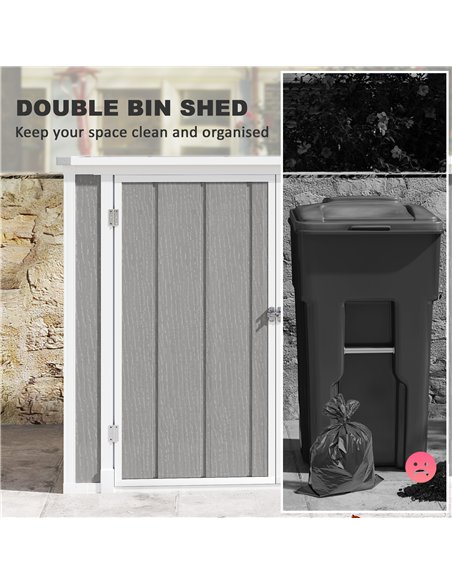 Outsunny 4.7 x 2.5FT Garden Shed, Double Bin Storage Shed with Lockable Doors, Outdoor Small Shed with Openable Lid for 2 Trash  - pic 122721 | FastDaddyshop