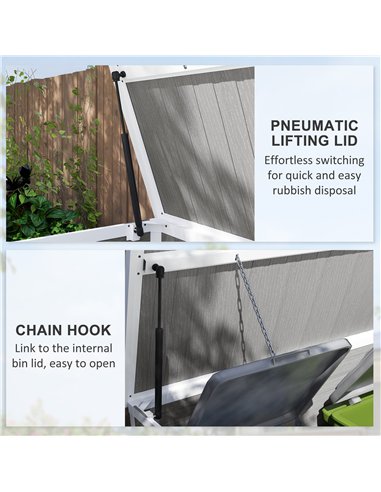 Outsunny 4.7 x 2.5FT Garden Shed, Double Bin Storage Shed with Lockable Doors, Outdoor Small Shed with Openable Lid for 2 Trash 