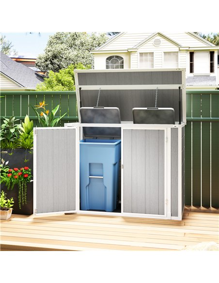 Outsunny 4.7 x 2.5FT Garden Shed, Lockable Outdoor Storage Shed with Openable Lid, Small Shed for 2 Trash Cans, Tools, Patio, Li - pic 122728 | FastDaddyshop