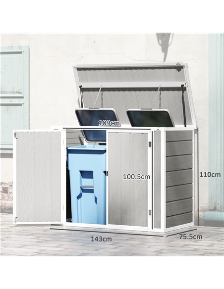 Outsunny 4.7 x 2.5FT Garden Shed, Lockable Outdoor Storage Shed with Openable Lid, Small Shed for 2 Trash Cans, Tools, Patio, Li - pic 122729 | FastDaddyshop