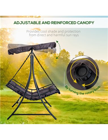 Outsunny Swing Chair Bed Canopy 2 Person Double Hammock Garden Bench Rocking Sun Lounger Outdoor Backyard Furniture with Cushion