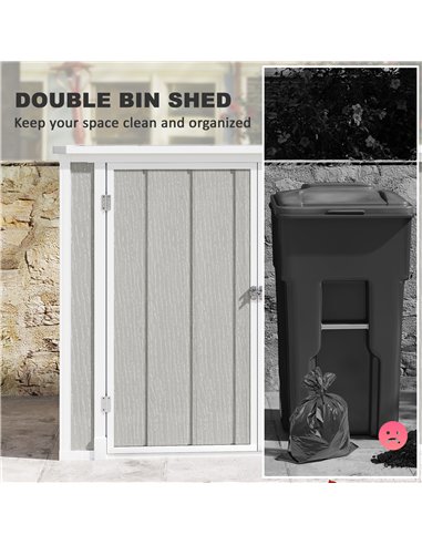 Outsunny 4.7 x 2.5FT Garden Shed, Lockable Outdoor Storage Shed with Openable Lid, Small Shed for 2 Trash Cans, Tools, Patio, Li