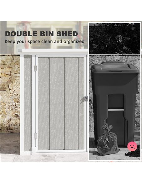 Outsunny 4.7 x 2.5FT Garden Shed, Lockable Outdoor Storage Shed with Openable Lid, Small Shed for 2 Trash Cans, Tools, Patio, Li - pic 122730 | FastDaddyshop