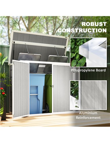 Outsunny 4.7 x 2.5FT Garden Shed, Lockable Outdoor Storage Shed with Openable Lid, Small Shed for 2 Trash Cans, Tools, Patio, Li