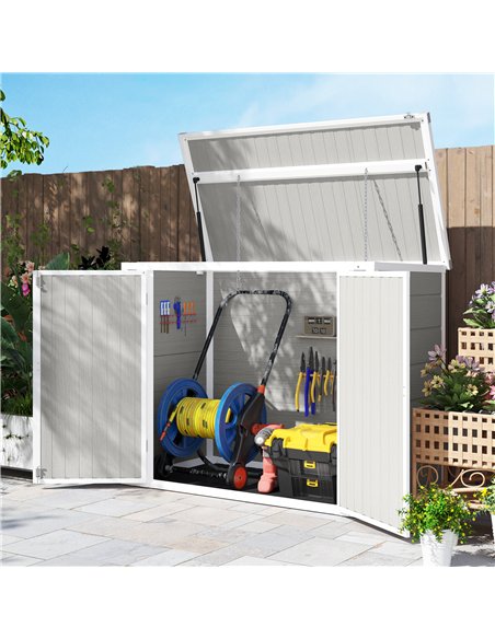 Outsunny 4.7 x 2.5FT Garden Shed, Lockable Outdoor Storage Shed with Openable Lid, Small Shed for 2 Trash Cans, Tools, Patio, Li - pic 122734 | FastDaddyshop