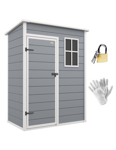 Outsunny 5' x 3' Garden Shed with Floor, Outdoor Storage Shed with Lockable Door, Window and Vent for Garden, Patio, Grey - pic 122736 | FastDaddyshop