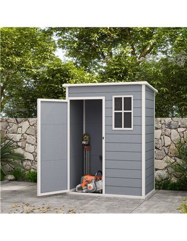 Outsunny 5' x 3' Garden Shed with Floor, Outdoor Storage Shed with Lockable Door, Window and Vent for Garden, Patio, Grey