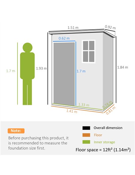 Outsunny 5' x 3' Garden Shed with Floor, Outdoor Storage Shed with Lockable Door, Window and Vent for Garden, Patio, Grey - pic 122738 | FastDaddyshop