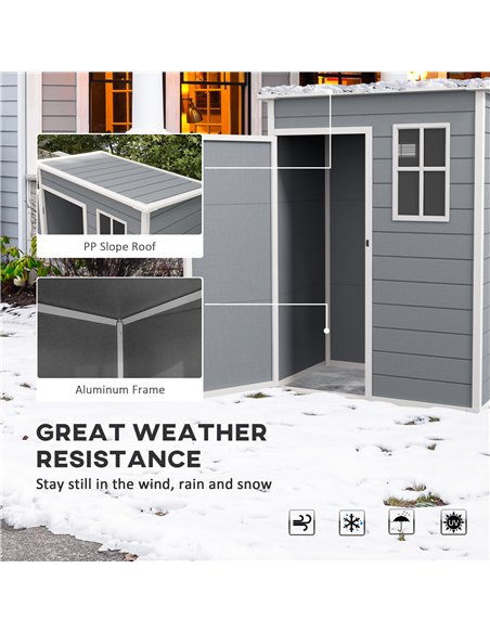 Outsunny 5' x 3' Garden Shed with Floor, Outdoor Storage Shed with Lockable Door, Window and Vent for Garden, Patio, Grey - pic 122741 | FastDaddyshop