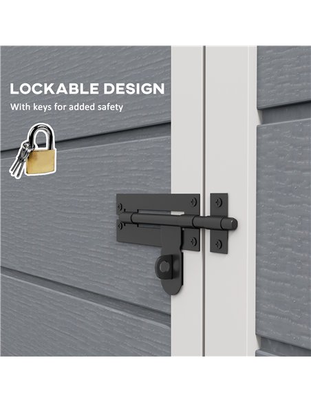 Outsunny 5' x 3' Garden Shed with Floor, Outdoor Storage Shed with Lockable Door, Window and Vent for Garden, Patio, Grey - pic 122742 | FastDaddyshop