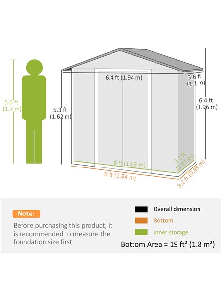 Outsunny 6.5 x 3.5ft Metal Garden Storage Shed - Brown Wood Effect - pic 122747 | FastDaddyshop
