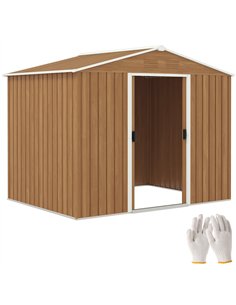 Outsunny 8 x 6ft Galvanised Steel Shed, with Double Door - Brown
