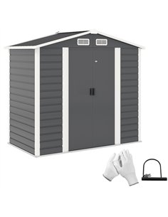 Outsunny 7 x 4ft Garden Shed, Easy to Assemble, Upgraded Galvanised Steel Frame with Foundation Kit, Double Doors with Lock, Out