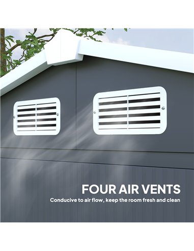 Outsunny 7 x 4ft Garden Shed, Easy to Assemble, Upgraded Galvanised Steel Frame with Foundation Kit, Double Doors with Lock, Out