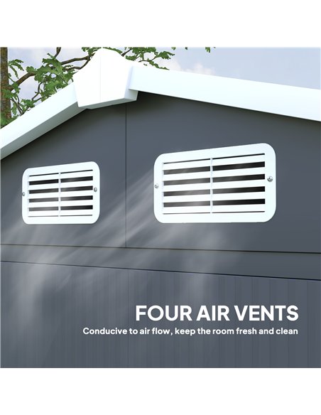 Outsunny 7 x 4ft Garden Shed, Easy to Assemble, Upgraded Galvanised Steel Frame with Foundation Kit, Double Doors with Lock, Out - pic 122784 | FastDaddyshop