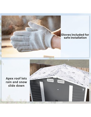 Outsunny 7 x 4ft Garden Shed, Easy to Assemble, Upgraded Galvanised Steel Frame with Foundation Kit, Double Doors with Lock, Out