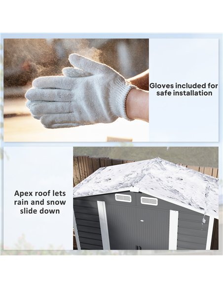 Outsunny 7 x 4ft Garden Shed, Easy to Assemble, Upgraded Galvanised Steel Frame with Foundation Kit, Double Doors with Lock, Out - pic 122787 | FastDaddyshop