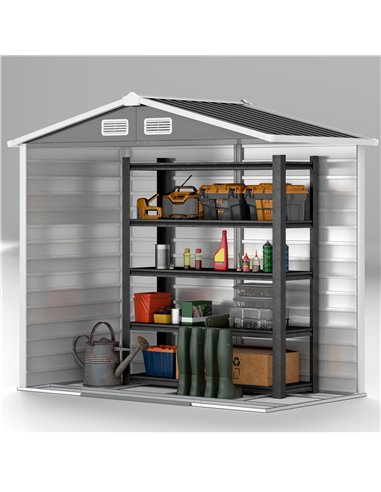 Outsunny 7 x 4ft Garden Shed, Easy to Assemble, Upgraded Galvanised Steel Frame with Foundation Kit, Double Doors with Lock, Out