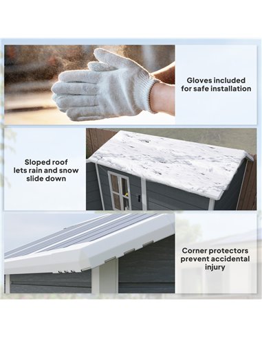 Outsunny 4 x 6ft Garden Shed, Plastic Shed with Floor, Window, Lockable Door and Vents, Resin Tool Shed for Outdoor Patio Storag