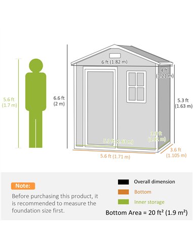 Outsunny 6 x 4ft Garden Shed, Plastic Shed with Floor, Window, Lockable Door and Vents, Wood Effect Resin Tool Shed for Outdoor,