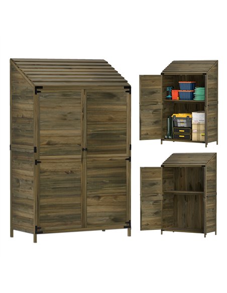 Outsunny 59 x 103.5 cm Two-Tier Wooden Garden Shed - Green - pic 122808 | FastDaddyshop