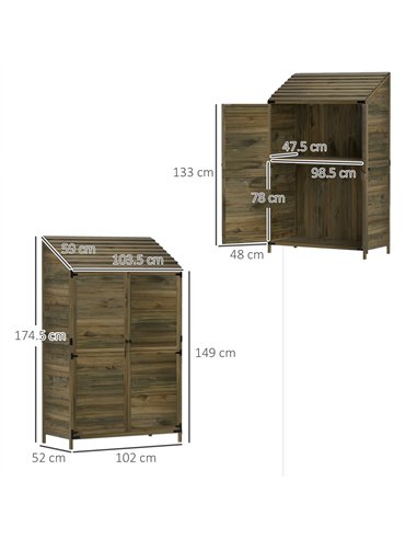 Outsunny 59 x 103.5 cm Two-Tier Wooden Garden Shed - Green