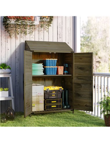 Outsunny 59 x 103.5 cm Two-Tier Wooden Garden Shed - Green