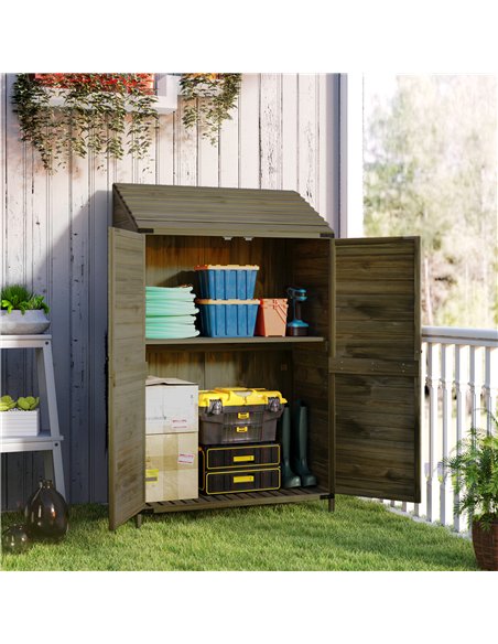 Outsunny 59 x 103.5 cm Two-Tier Wooden Garden Shed - Green - pic 122815 | FastDaddyshop