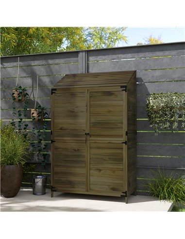 Outsunny 59 x 103.5 cm Two-Tier Wooden Garden Shed - Green