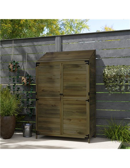 Outsunny 59 x 103.5 cm Two-Tier Wooden Garden Shed - Green - pic 122816 | FastDaddyshop